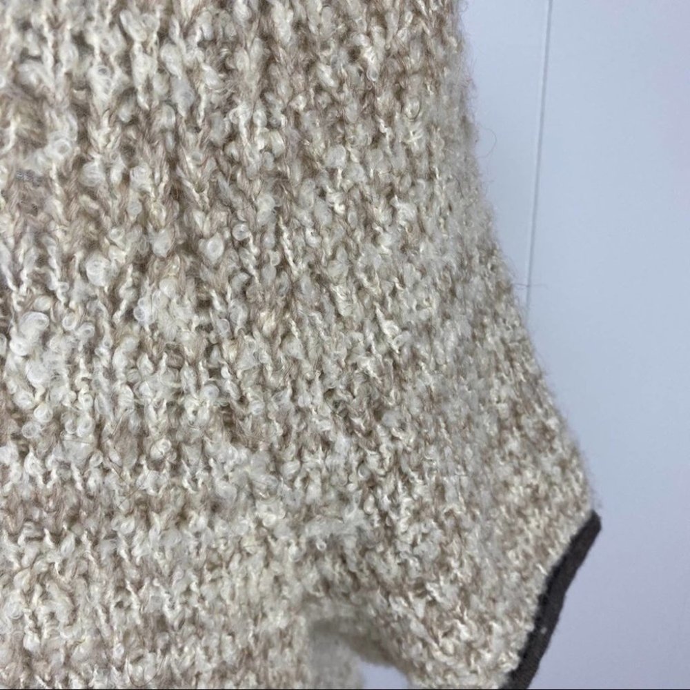 Loft Open Front  Oversized Tan Cardigan Wool Mohair Alpaca Blend - Picture 7 of 12